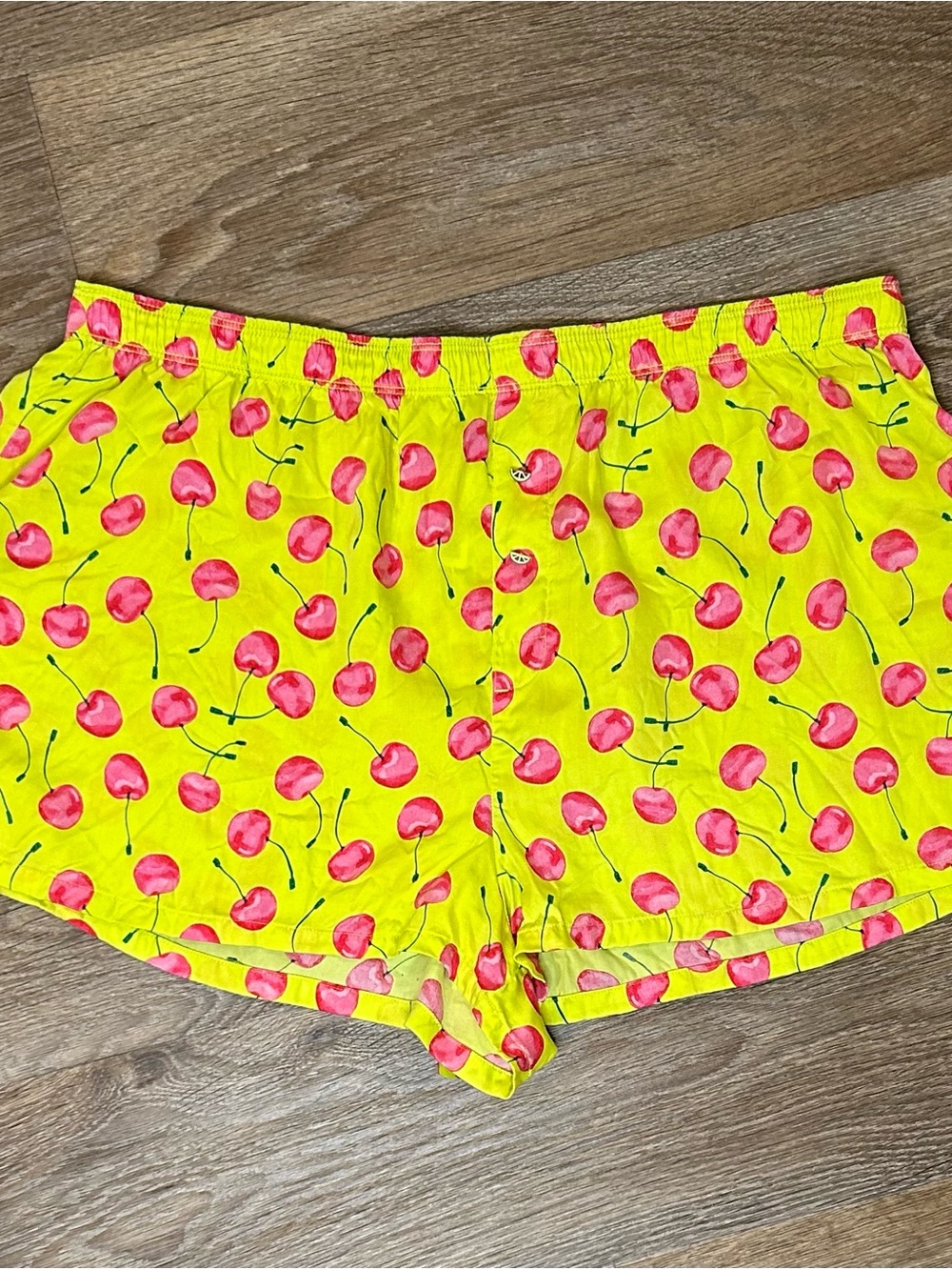 PINK by Victoria Secret Silky Sleep Boxy Pajama Shorts Size XL - Lime Cherries